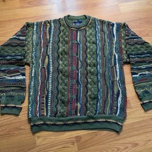 90s COOGI-STYLE Mens Striped Sweater MED